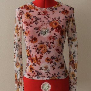 sheer forever 21 long sleeve floral blouse